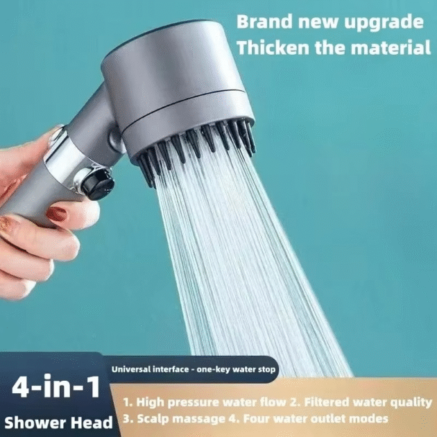 Pommeau de Douche à Filtre Haute Pression – 3 Modes avec Brosse de Massage