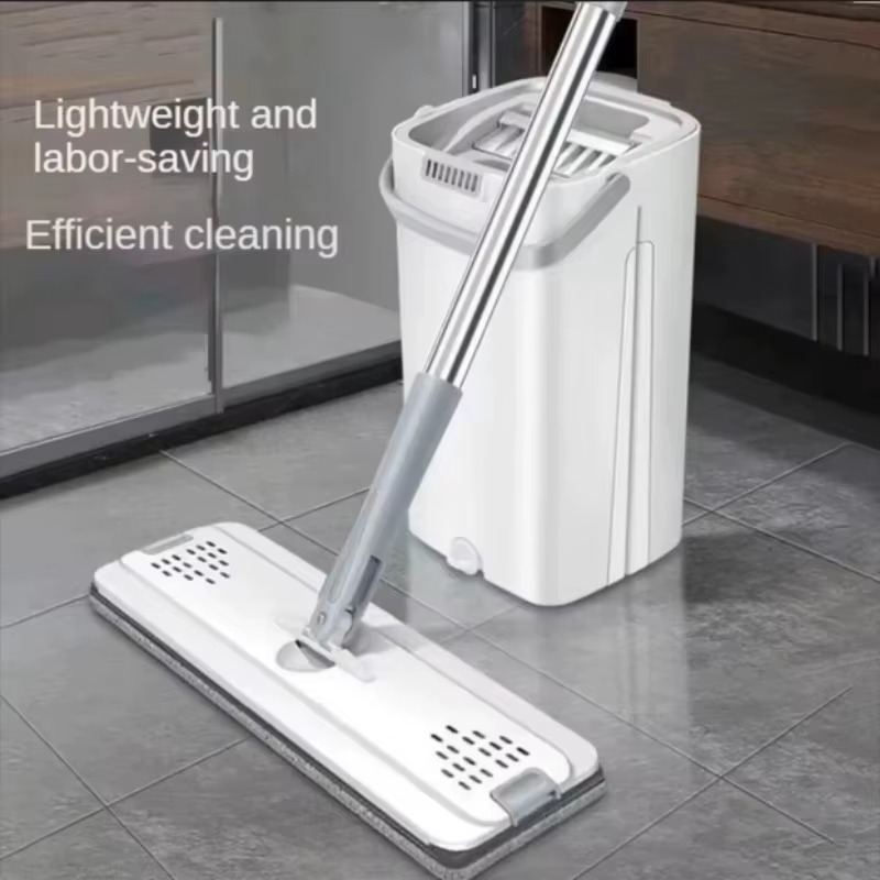 Vadrouille Plate Rotative 360° avec Seau Auto-Essoreur – 6 Tampons Microfibre TK - Image 5